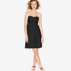 J CREW Strapless Silk Chiffon Taryn Dress 8 BLACK